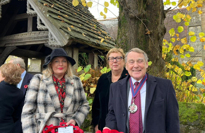 Conservative MP and elected councillors lay wreaths at memorial services on Remembrance Sunday